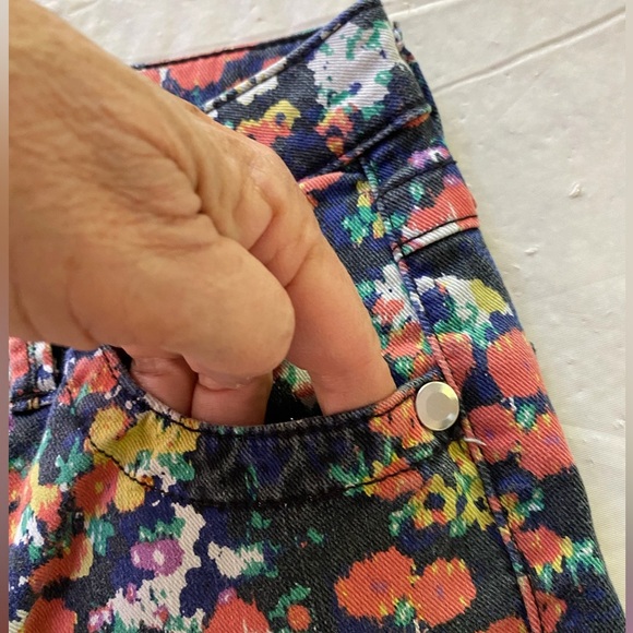 Anthropologie Maeve Gardenia Floral Ultra High Rise Slim Straight Jeans Size 25 - Picture 8 of 8